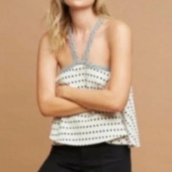 Postal Stamp Anthropologie Black & White Polka Dot Crop Top - Picture 3 of 6